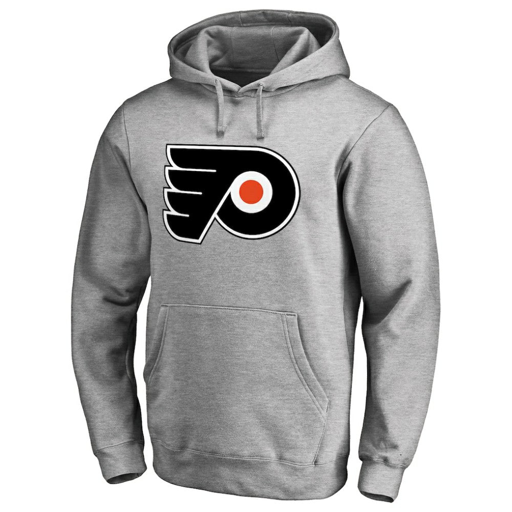 Philadelphia Flyers Primary Team Logo Fleece Fitted Pullover Hoodie - Heather Gray - NHL 2770655