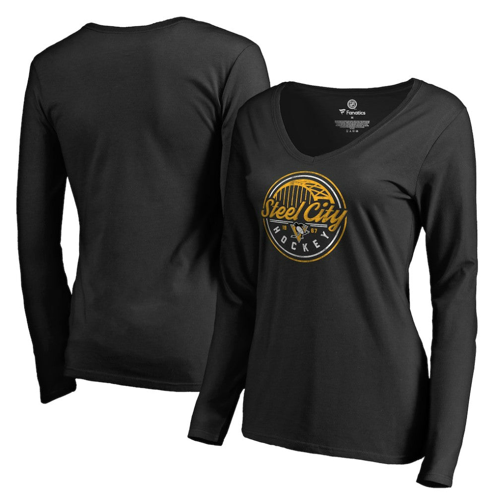 Pittsburgh Penguins Women's Hometown Collection Steel City Long Sleeve T-Shirt - Black - NHL 2780758
