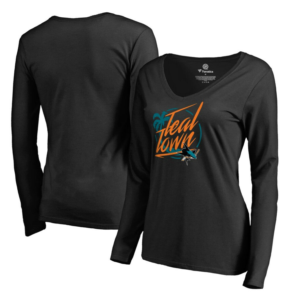 San Jose Sharks Women's Hometown Collection City of Teal Long Sleeve T-Shirt - Black - NHL 2780759