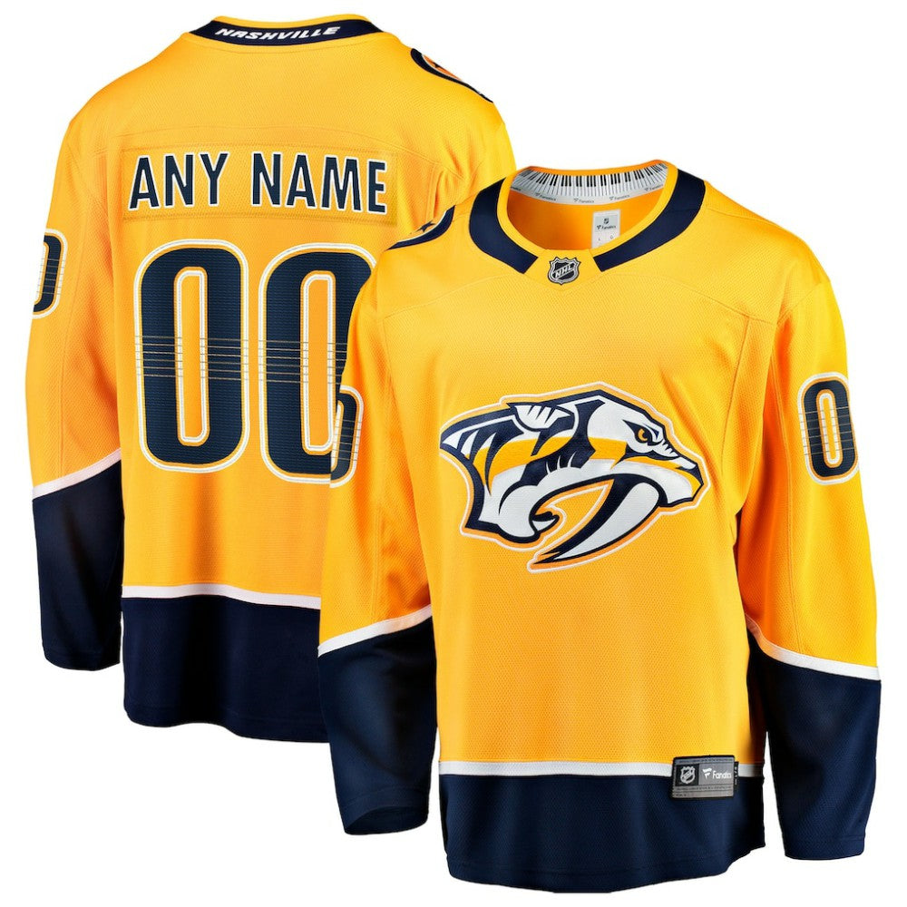 Nashville Predators Fanatics Home Breakaway Custom Jersey - Gold - NHL 2791503
