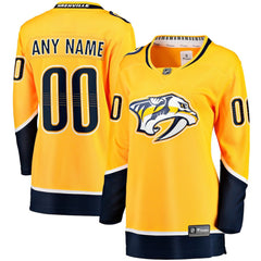 Nashville Predators Fanatics Women's Home Breakaway Custom Jersey - Yellow - NHL 2793378