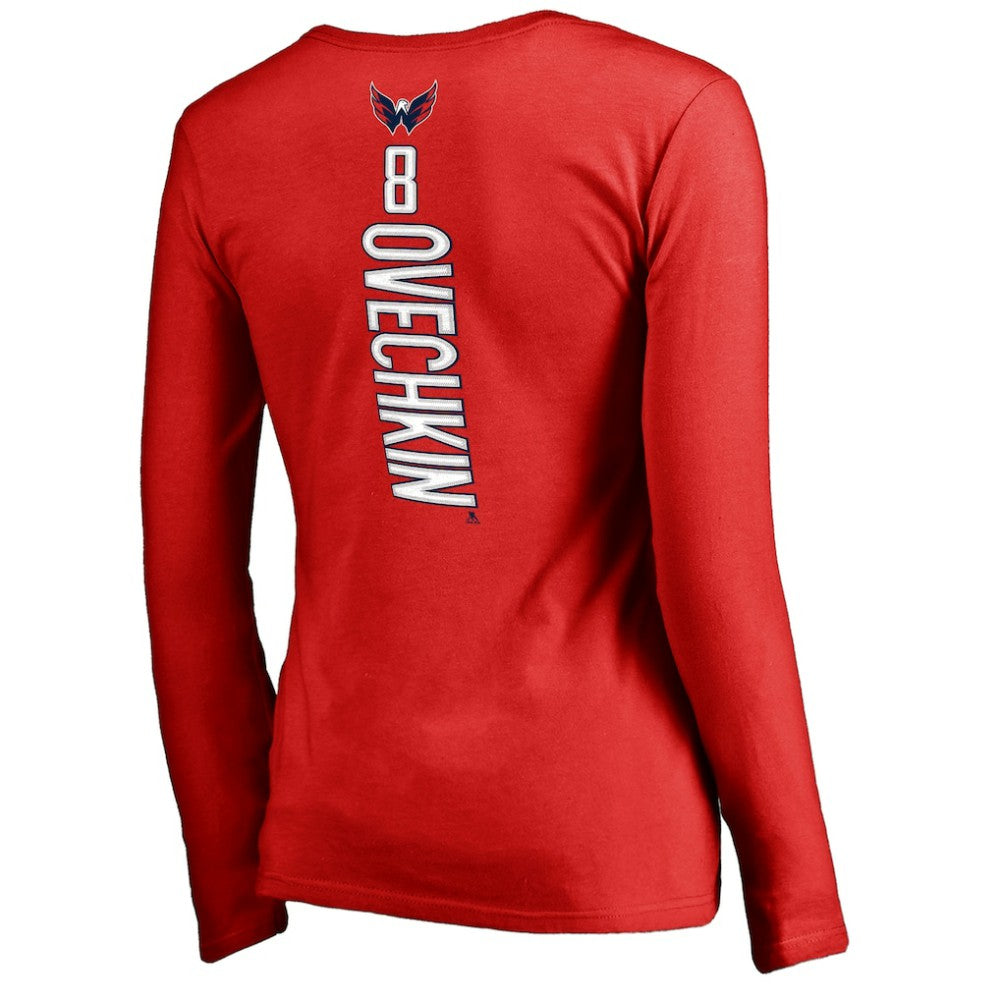 Alexander Ovechkin Washington Capitals Women's Backer V-Neck Long Sleeve T-Shirt - Red - NHL 2793469
