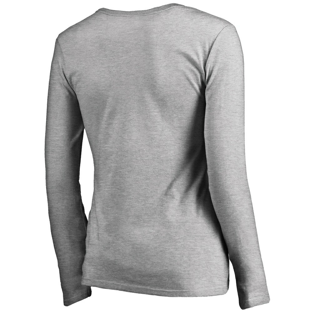 Indiana Pacers Women's Primary Logo V-Neck Long Sleeve T-Shirt Heather Gray