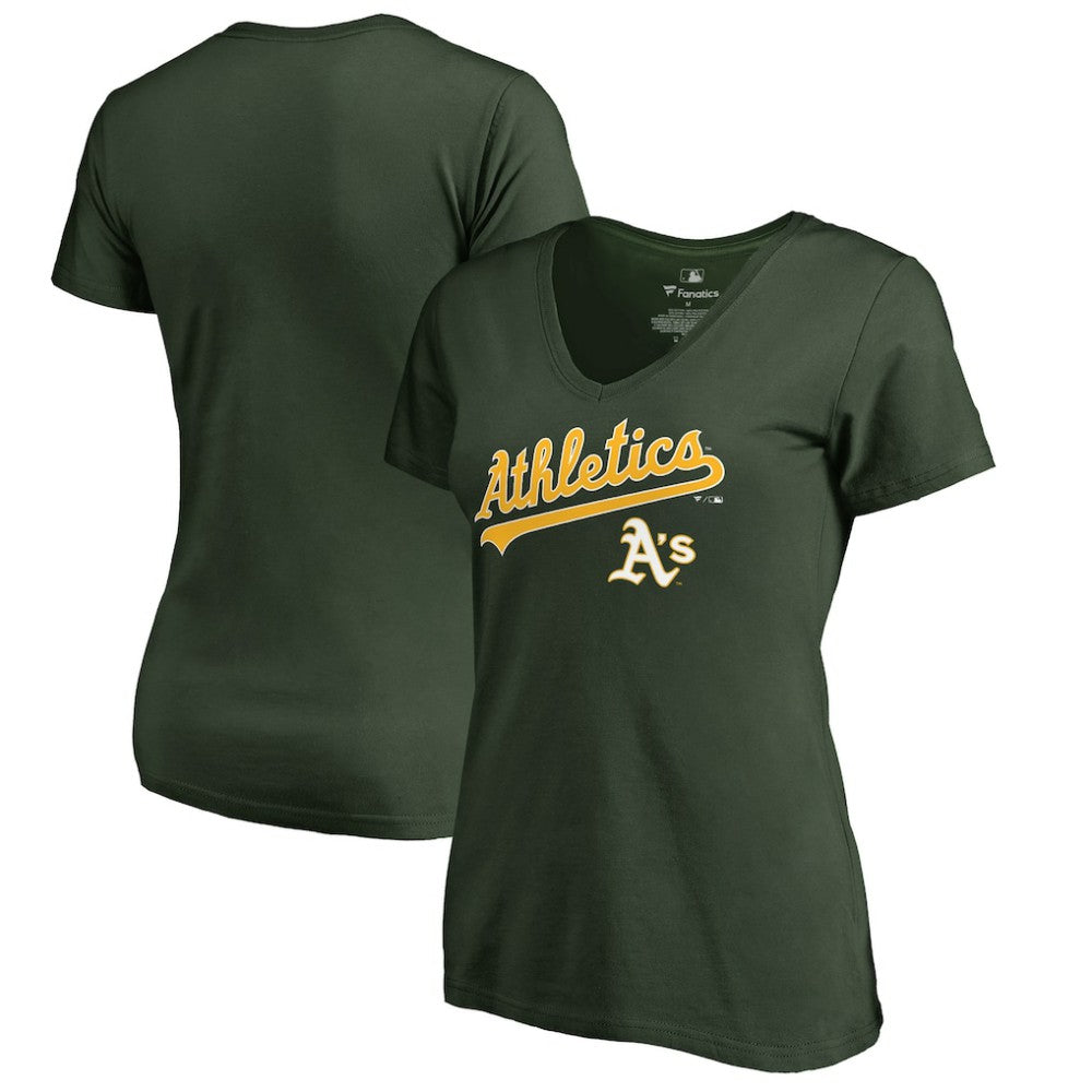 Athletics Women's Team Lockup T-Shirt - Green - MLB Sale
