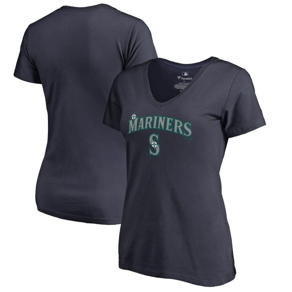 Seattle Mariners Women's Team Lockup T-Shirt - Navy - MLB Discount