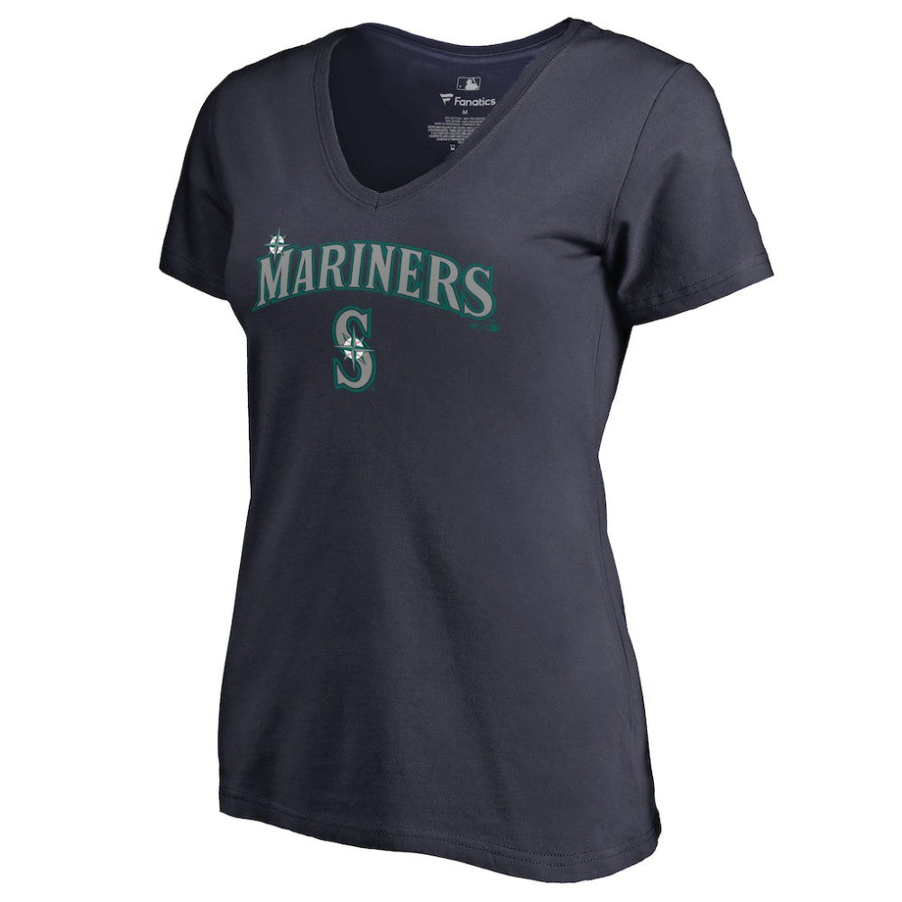 Seattle Mariners Women's Team Lockup T-Shirt - Navy - MLB Discount