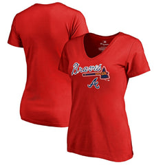 Atlanta Braves Women's Team Lockup T-Shirt - Red - MLB Sale
