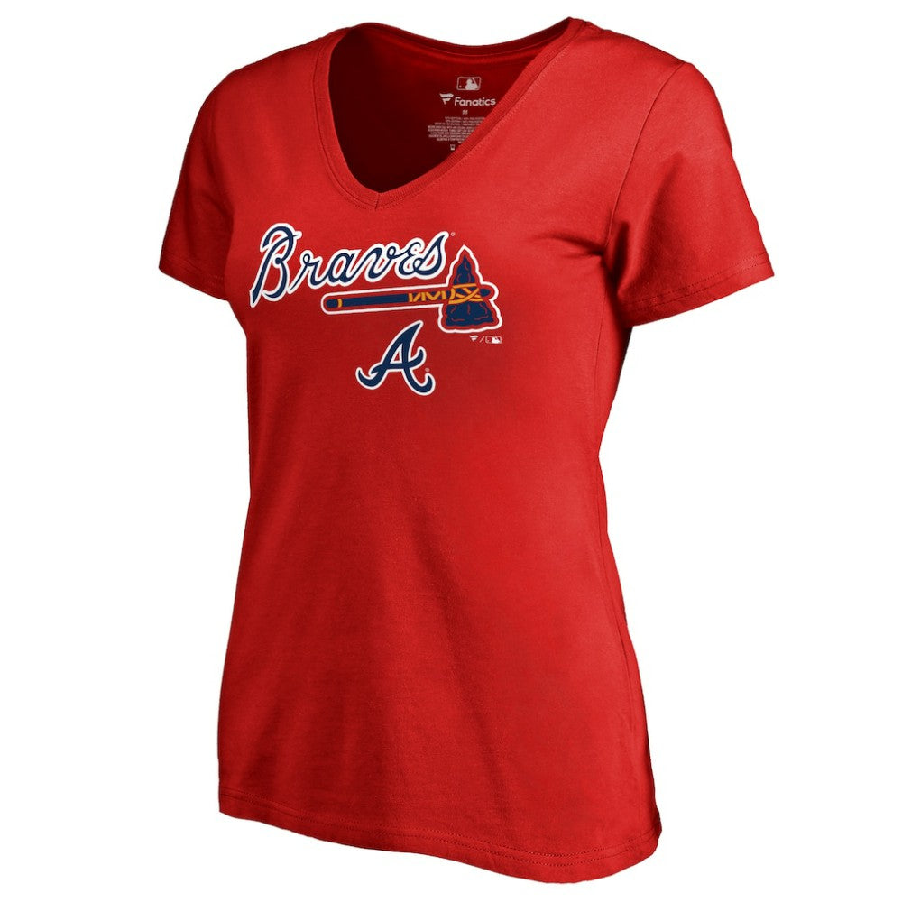 Atlanta Braves Women's Team Lockup T-Shirt - Red - MLB Sale