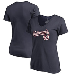 Washington Nationals Women's Team Lockup T-Shirt - Navy - MLB Discount