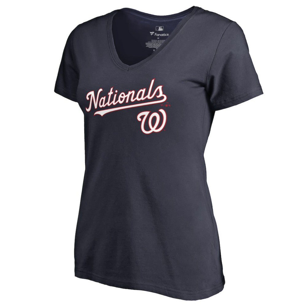 Washington Nationals Women's Team Lockup T-Shirt - Navy - MLB Discount