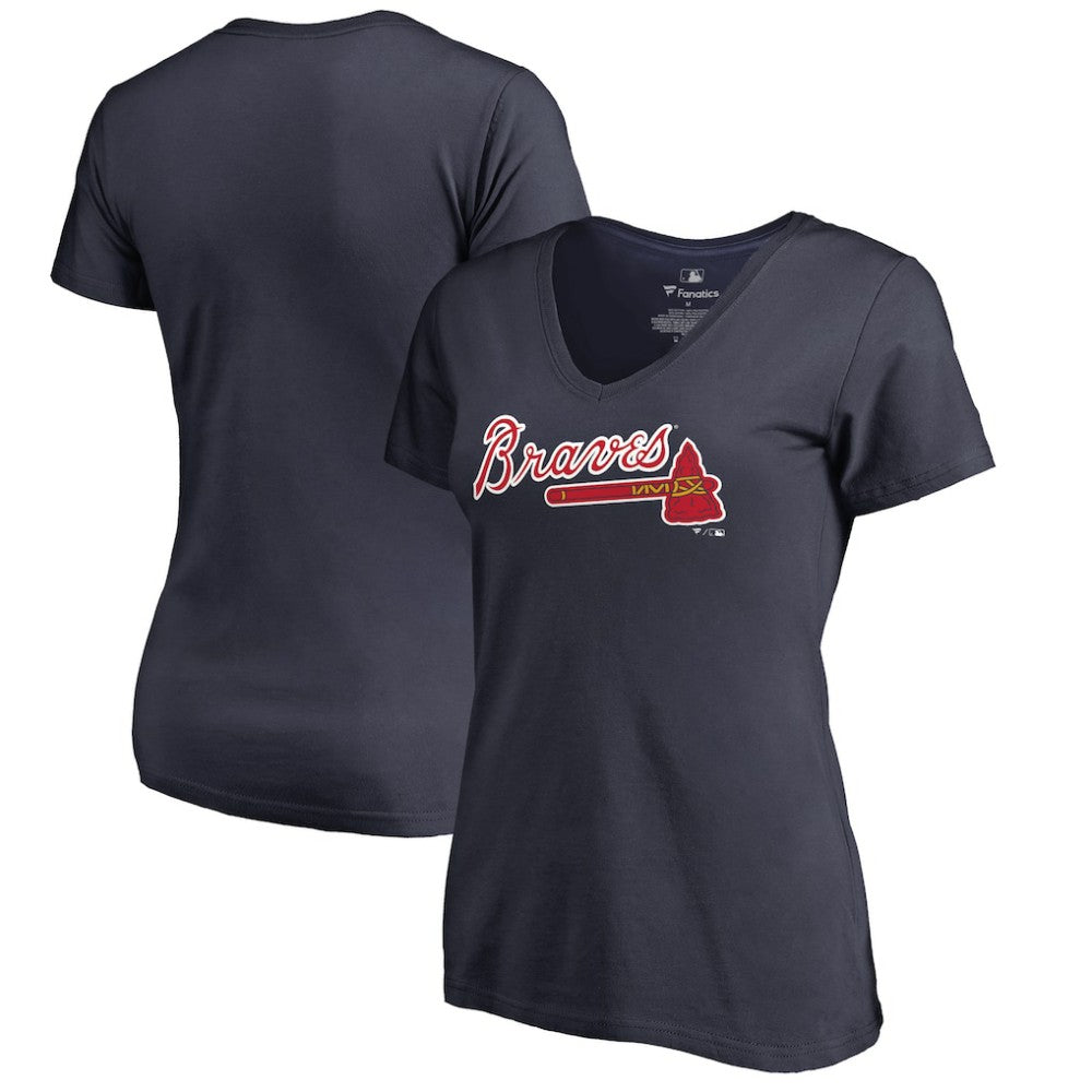 Atlanta Braves Women's Team Wordmark T-Shirt - Navy - MLB Sale