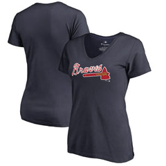 Atlanta Braves Women's Team Wordmark T-Shirt - Navy - MLB Sale