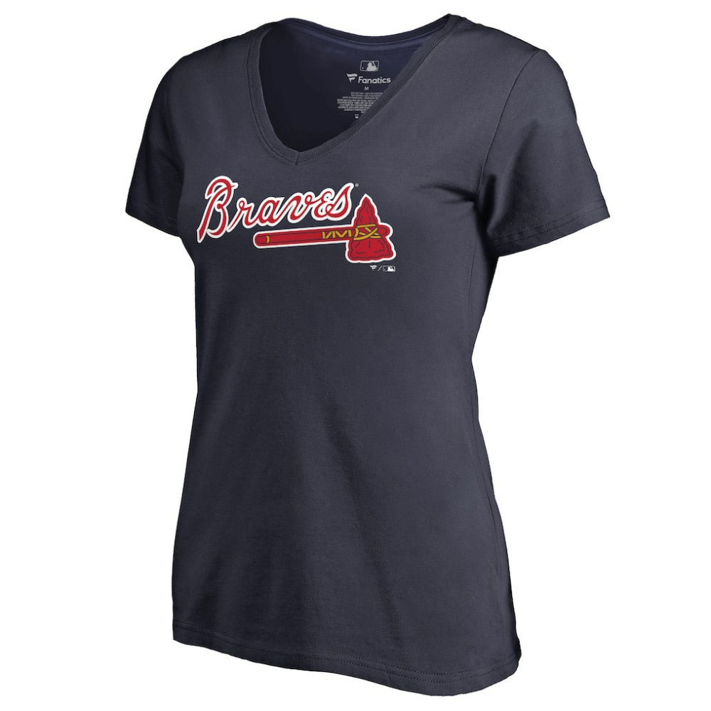 Atlanta Braves Women's Team Wordmark T-Shirt - Navy - MLB Sale