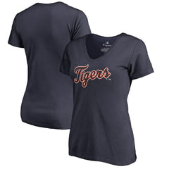 Detroit Tigers Women's Team Wordmark T-Shirt - Navy - MLB Discount