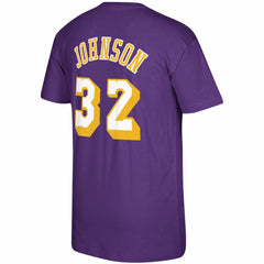 Magic Johnson Los Angeles Lakers Hardwood Classics Name & Number T-Shirt Purple | Mitchell & Ness Lifestyle