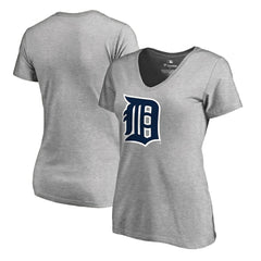 Detroit Tigers Women's Forbes V-Neck T-Shirt - Ash - MLB Discount
