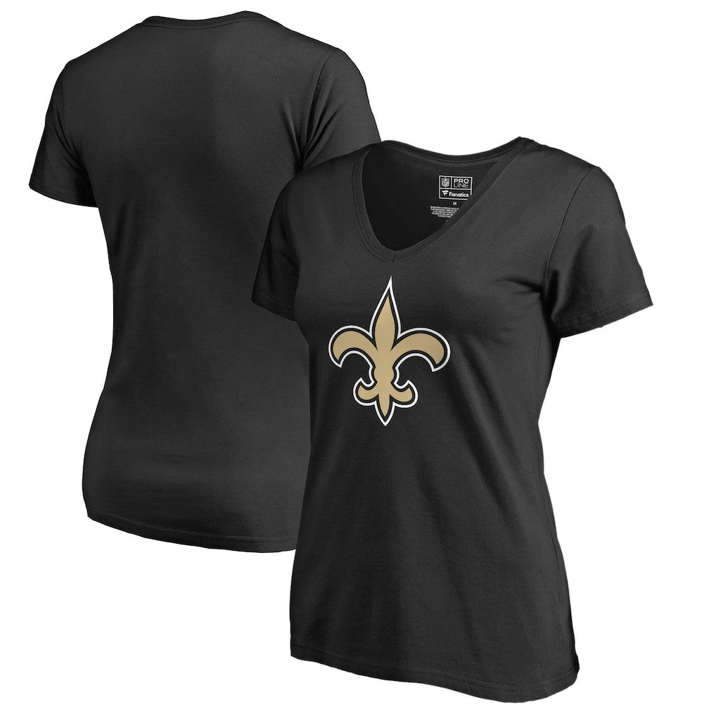 New Orleans Saints Women's Primary Team Logo V-Neck T-Shirt Black