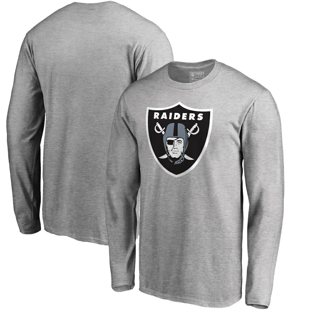 Las Vegas Raiders Primary Logo Long-Sleeve T-Shirt Heathered Gray