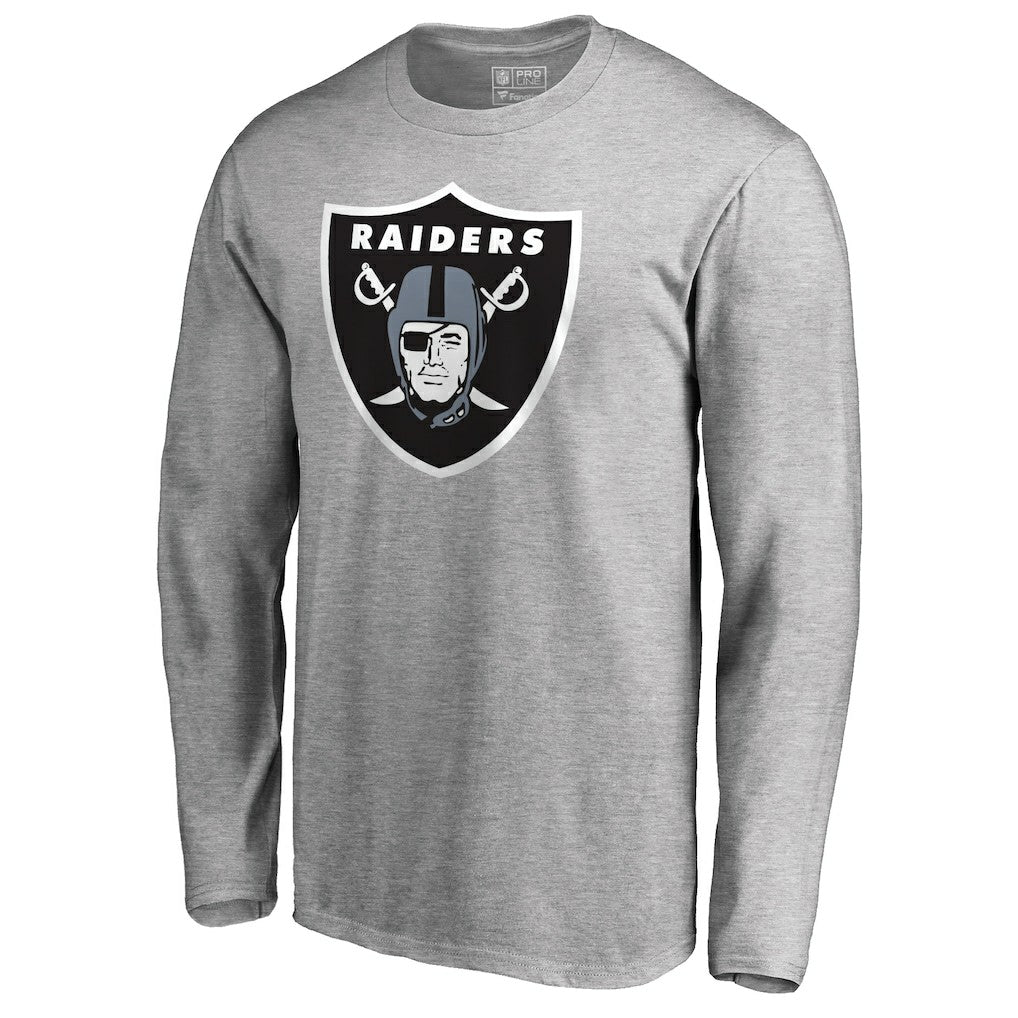 Las Vegas Raiders Primary Logo Long-Sleeve T-Shirt Heathered Gray
