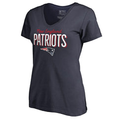 New England Patriots Women's Nostalgia V-Neck T-Shirt Navy