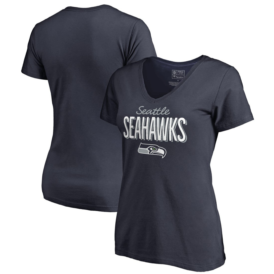Seattle Seahawks Women's Nostalgia V-Neck T-Shirt Navy