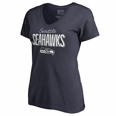 Seattle Seahawks Women's Nostalgia V-Neck T-Shirt Navy