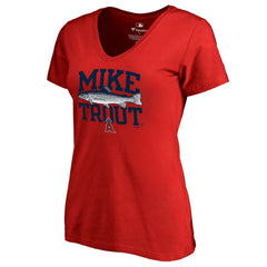 Mike Trout Los Angeles Angels Women's Player Hometown Collection V-Neck T-Shirt - Red - MLB Discount