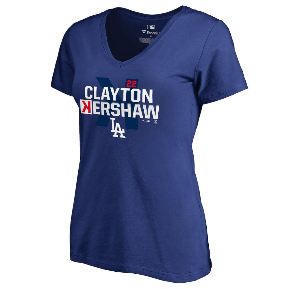 Clayton Kershaw Los Angeles Dodgers Women's Player Hometown Collection V-Neck T-Shirt - Royal - MLB Sale