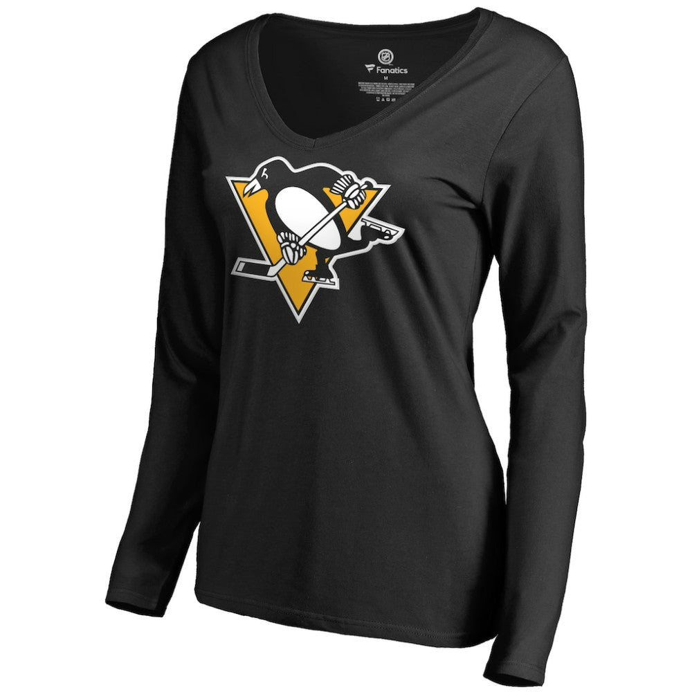 Bryan Rust Pittsburgh Penguins Women's Backer Name & Number Long Sleeve V-Neck T-Shirt - Black - NHL 2842760
