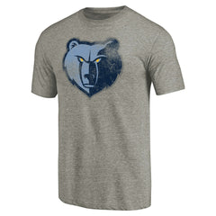 Memphis Grizzlies Distressed Team Logo Tri-Blend T-Shirt Heather Gray