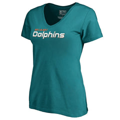 Miami Dolphins Women's Wordmark V-Neck T-Shirt Aqua