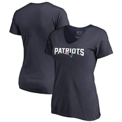 New England Patriots Women's Wordmark V-Neck T-Shirt Navy