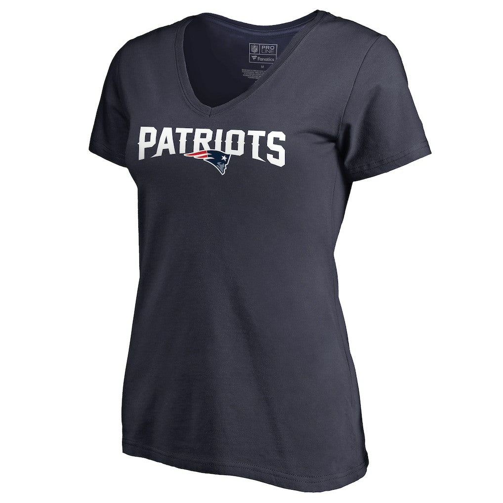New England Patriots Women's Wordmark V-Neck T-Shirt Navy