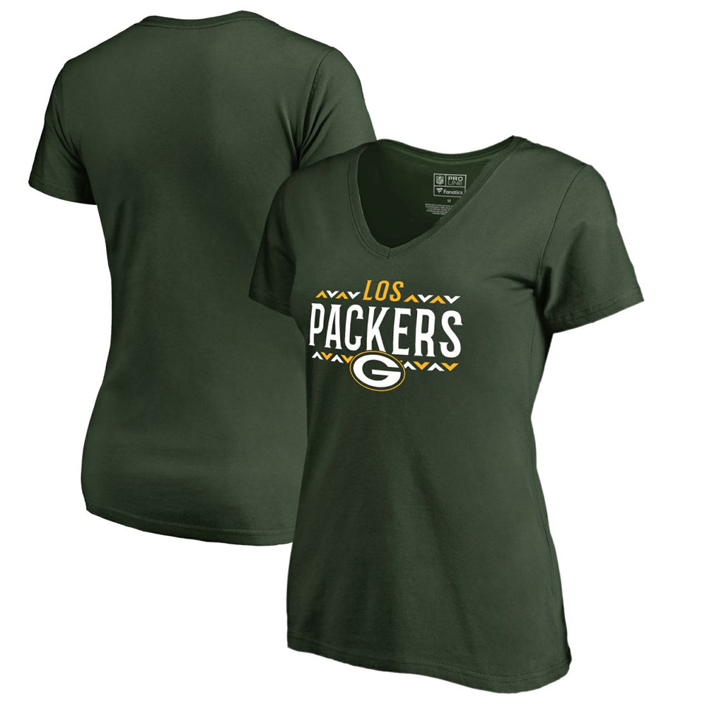 Green Bay Packers Women's Arriba V-Neck T-Shirt Green