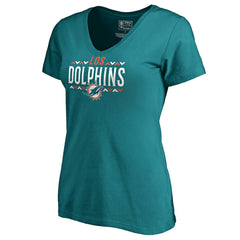 Miami Dolphins Women's Arriba V-Neck T-Shirt Aqua