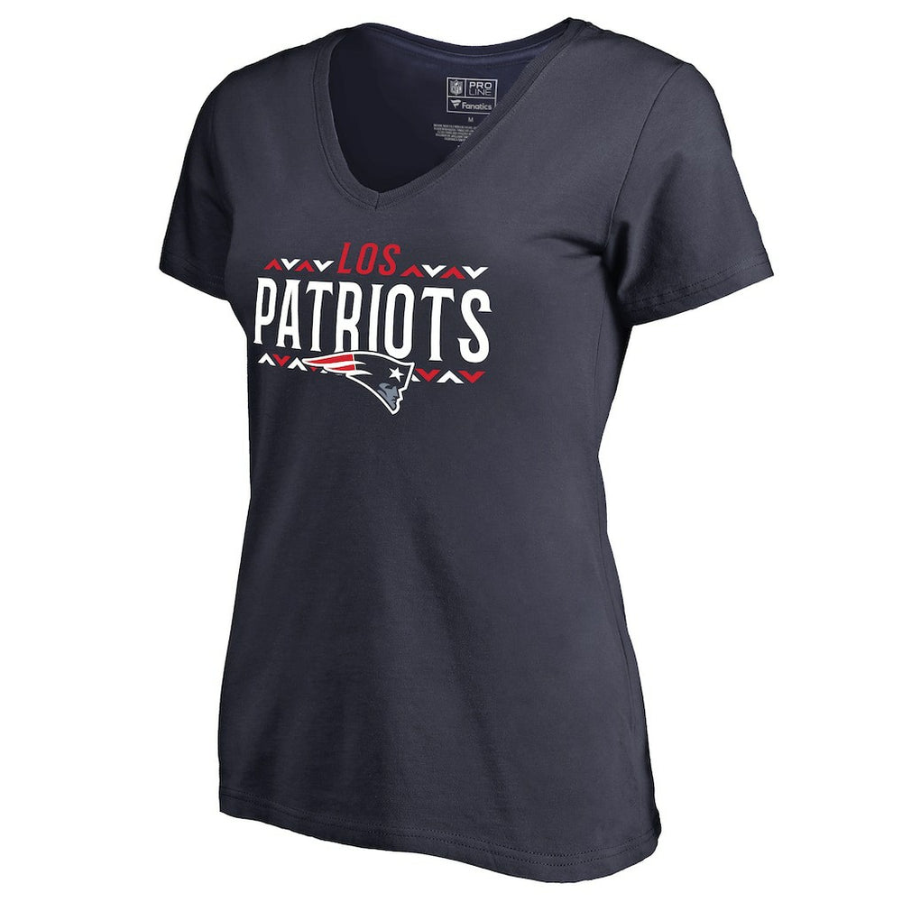 New England Patriots Women's Arriba V-Neck T-Shirt Navy