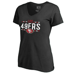 San Francisco 49ers Women's Arriba V-Neck T-Shirt Black