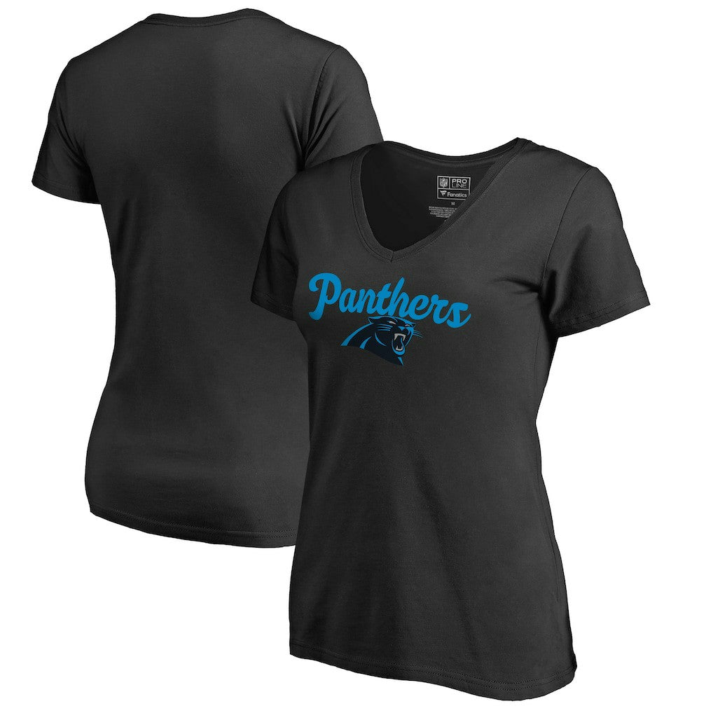 Carolina Panthers Women's Freehand V-Neck T-Shirt Black