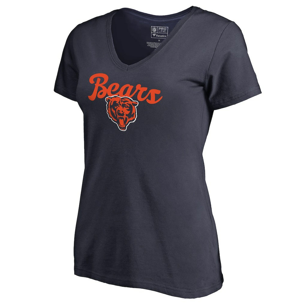 Chicago Bears Women's Freehand V-Neck T-Shirt Navy