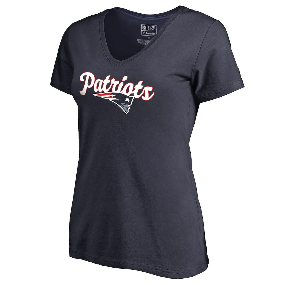 New England Patriots Women's Freehand V-Neck T-Shirt Navy