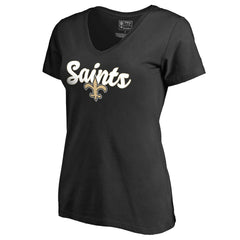 New Orleans Saints Women's Freehand V-Neck T-Shirt Black