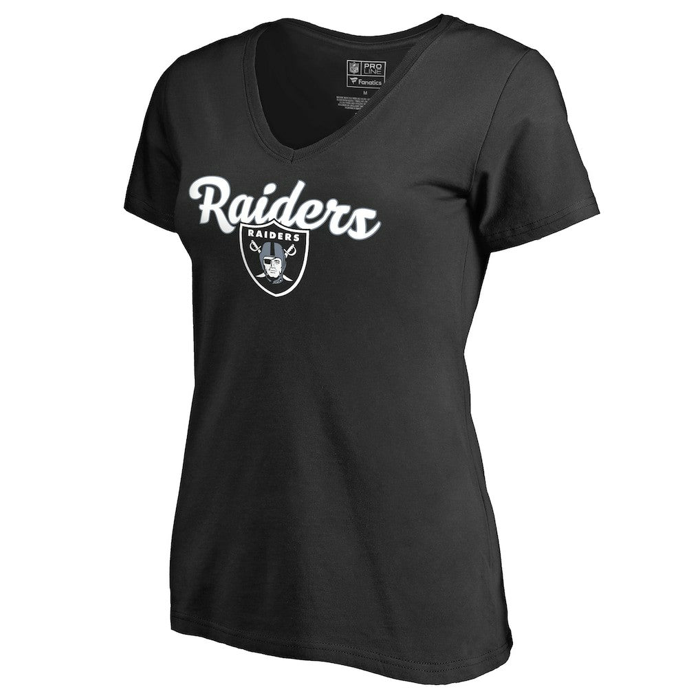 Las Vegas Raiders Women's Freehand V-Neck T-Shirt Black