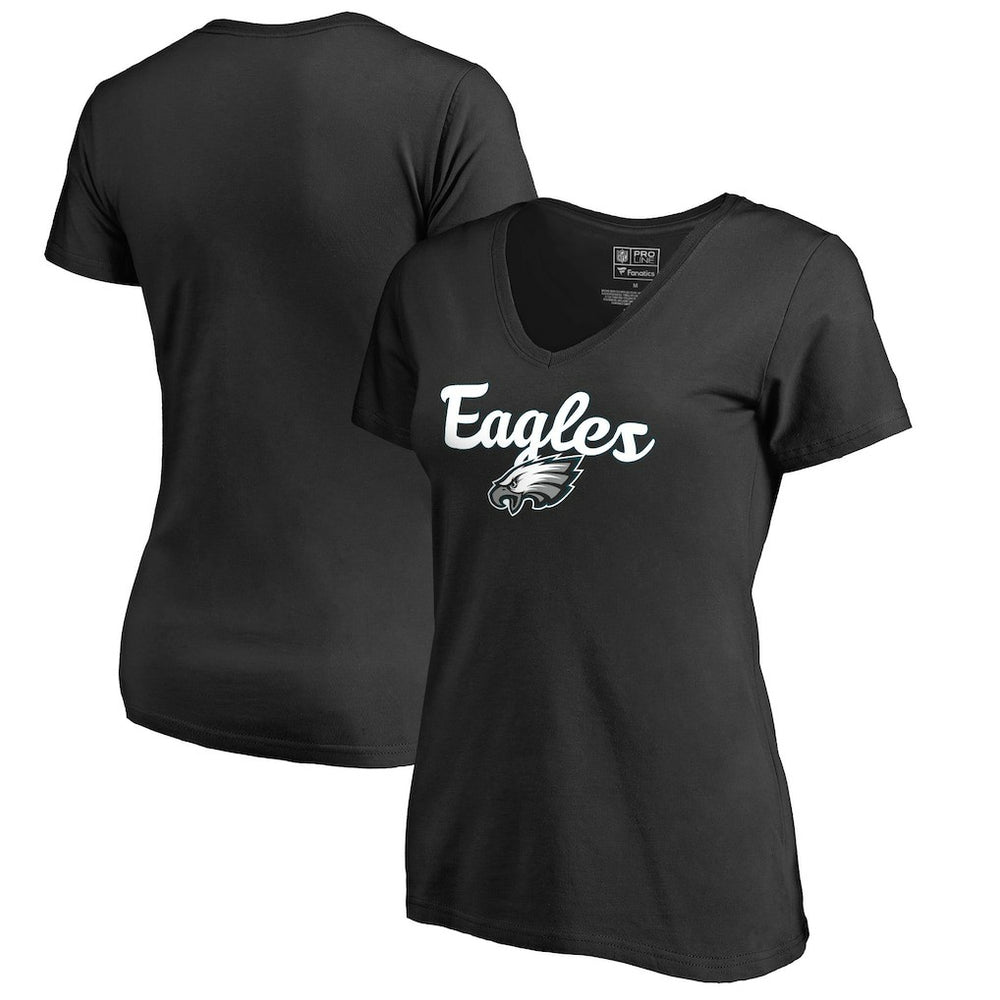 Philadelphia Eagles Women's Freehand V-Neck T-Shirt Black