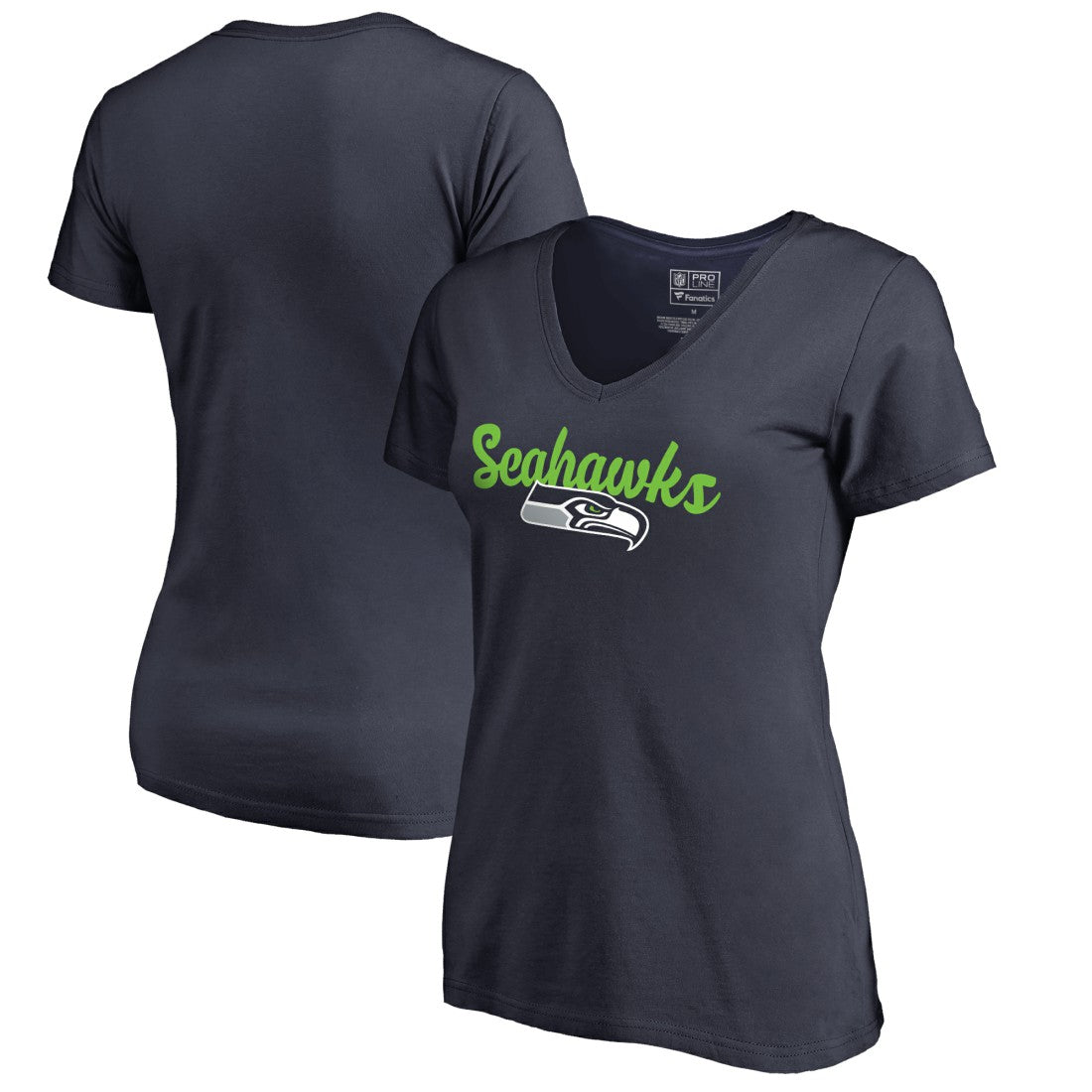 Seattle Seahawks Women's Freehand V-Neck T-Shirt Navy
