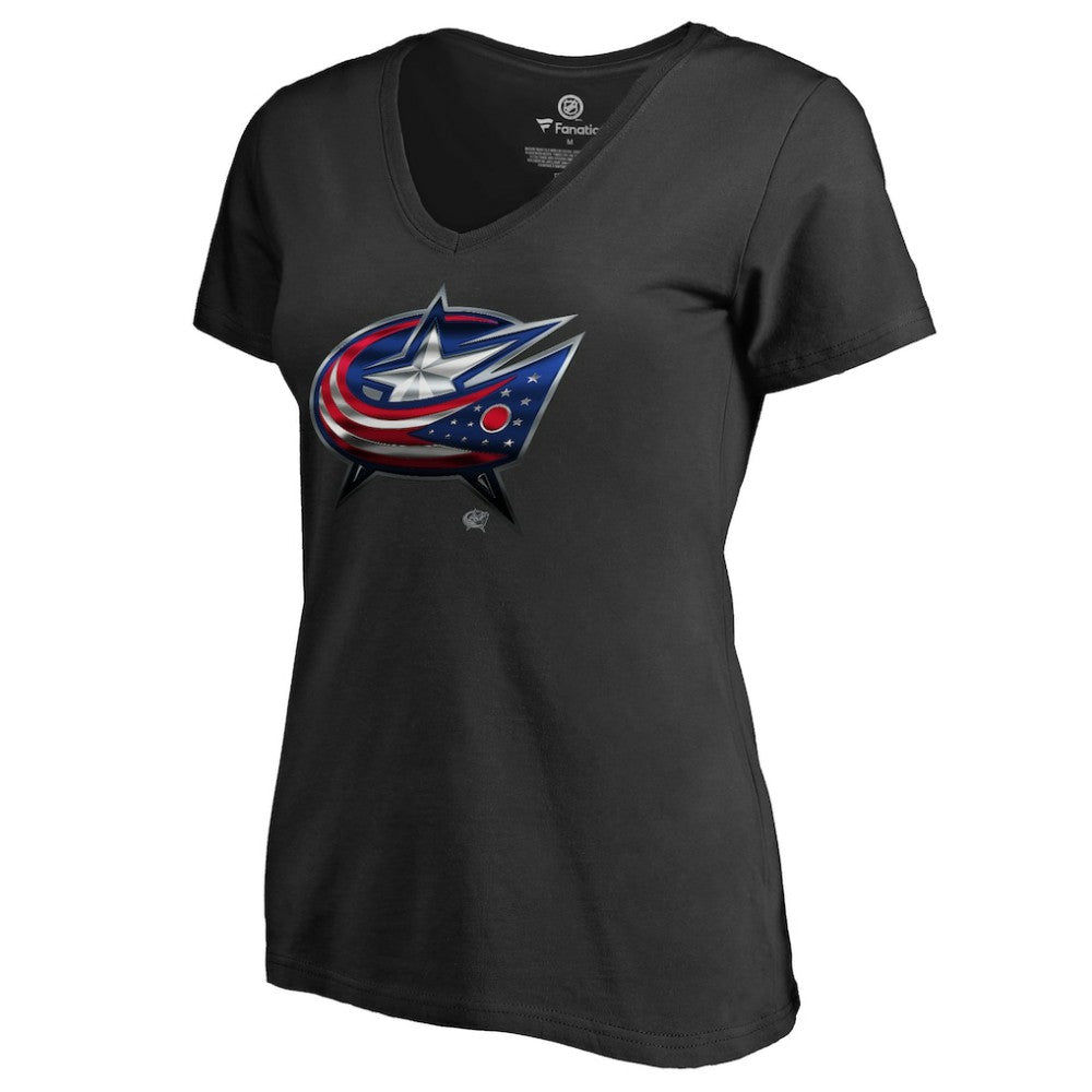 Columbus Blue Jackets Women's Midnight Mascot V-Neck T-Shirt - Black - NHL 2874596
