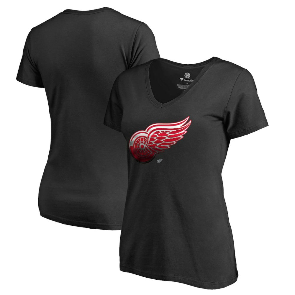 Detroit Red Wings Women's Midnight Mascot V-Neck T-Shirt - Black - NHL 2874605