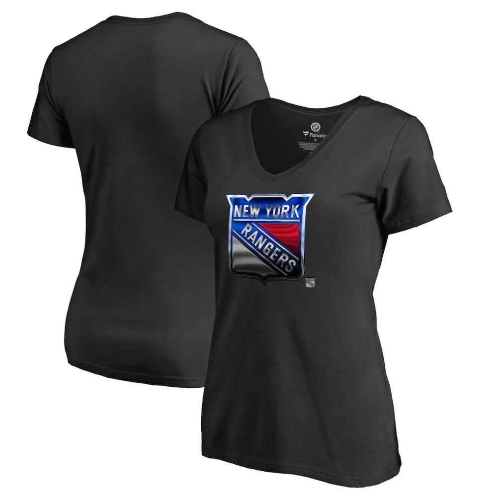 New York Rangers Women's Midnight Mascot V-Neck T-Shirt - Black - NHL 2874622