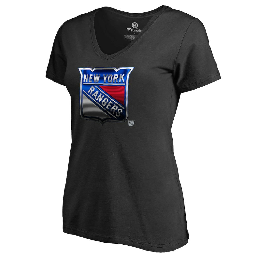 New York Rangers Women's Midnight Mascot V-Neck T-Shirt - Black - NHL 2874622