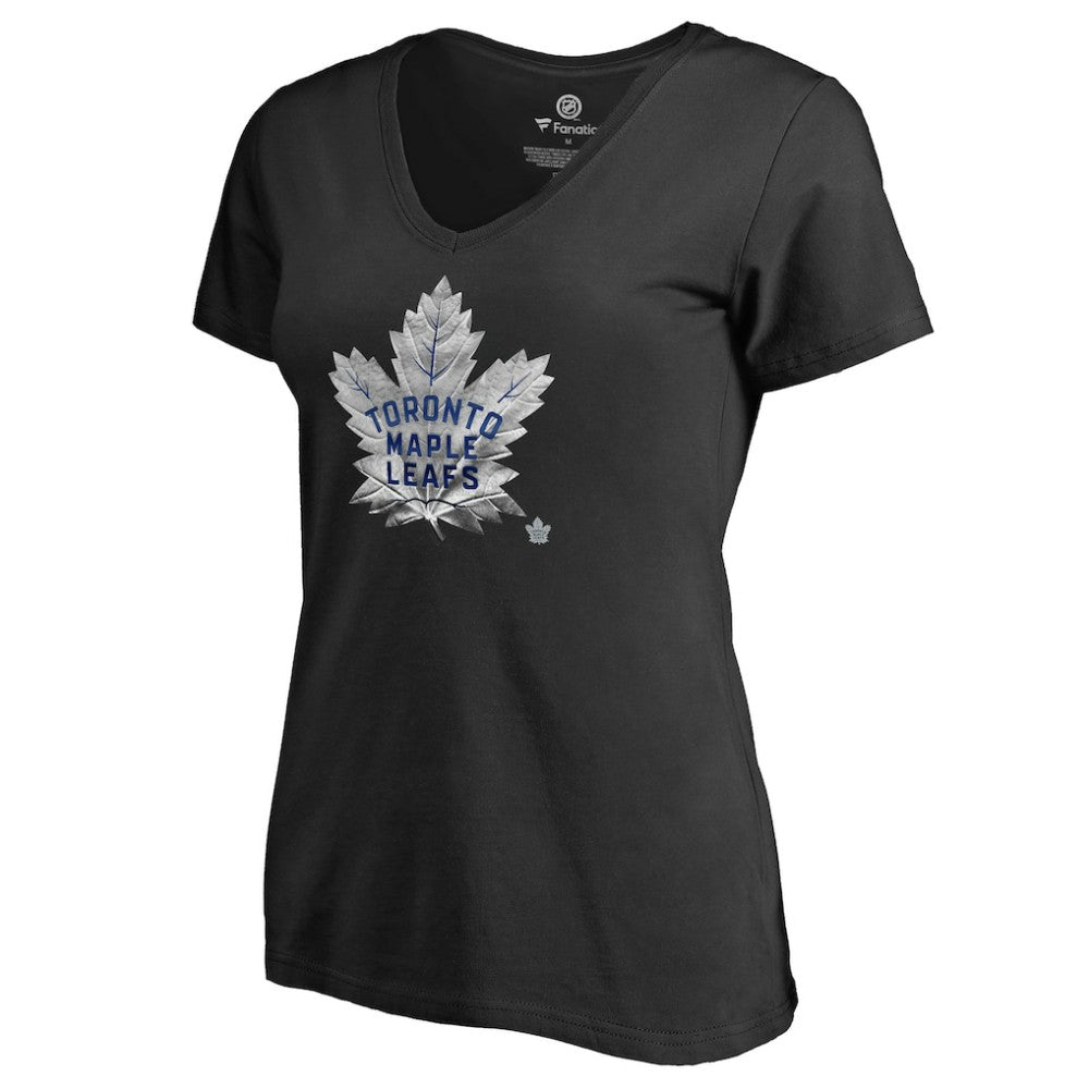 Toronto Maple Leafs Women's Midnight Mascot V-Neck T-Shirt - Black - NHL 2874629