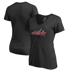 Washington Capitals Women's Midnight Mascot V-Neck T-Shirt - Black - NHL 2874632